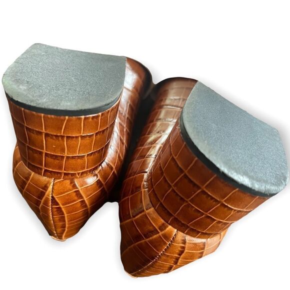 CHIN CHIN Designer Crocodile Print Square Toe Leather Fringe Heeled Loafers - Picture 12 of 15